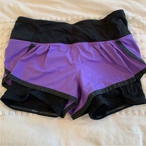 LULULEMON athletica Black and Purple Athletic Shorts speed squad Size 4